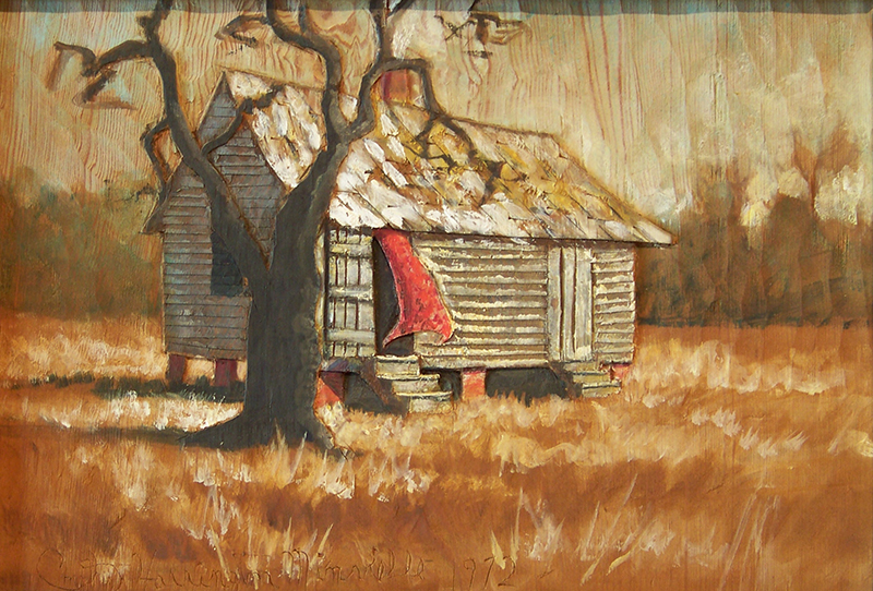 Cabin with the Red Curtain by Chestee Harrington